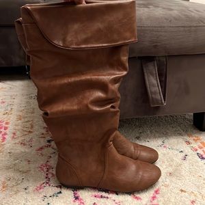 Lower East Side Brown Slouchy Knee High Boots